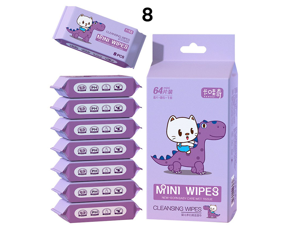 دستمال مرطوب بچگانه 8 عددی (سایز کوچک)