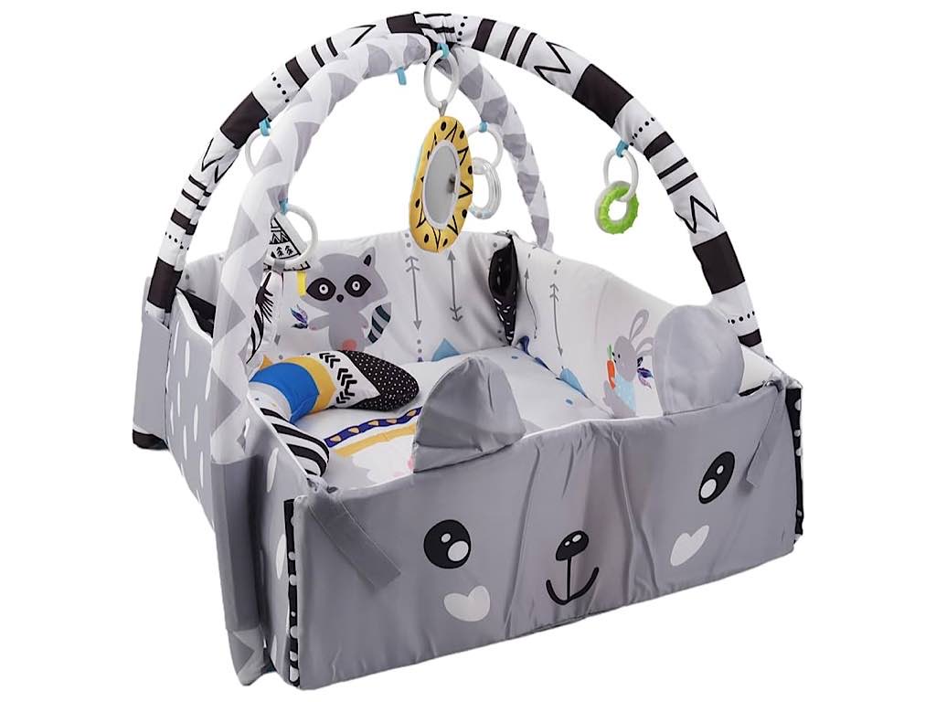 تشک بازی 3 کاره دارای جغجغه و توپ رنگی مدل خرگوش و حیوانات جنگل