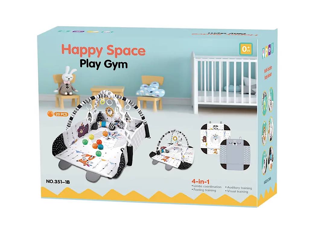 تشک بازی 3 کاره دارای جغجغه و توپ رنگی مدل خرگوش و حیوانات جنگل