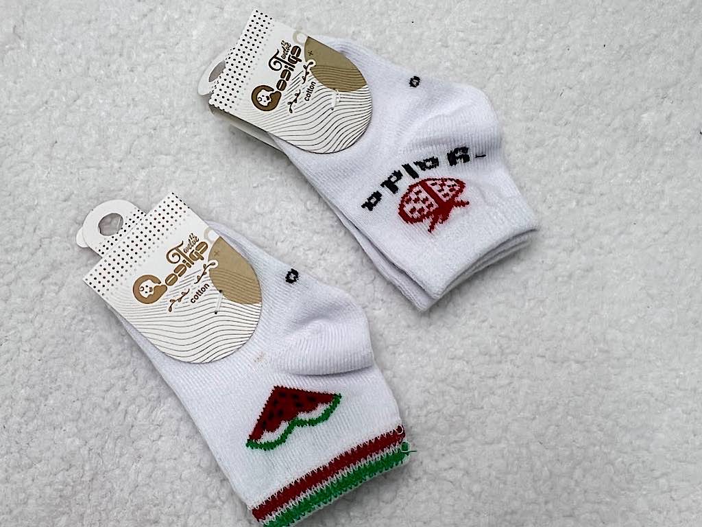 جوراب نیم ساق سفید طرح یلدا 12-6 ماه