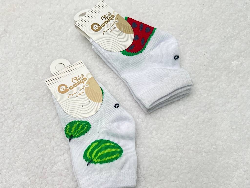 جوراب نیم ساق سفید طرح یلدا 6-0 ماه
