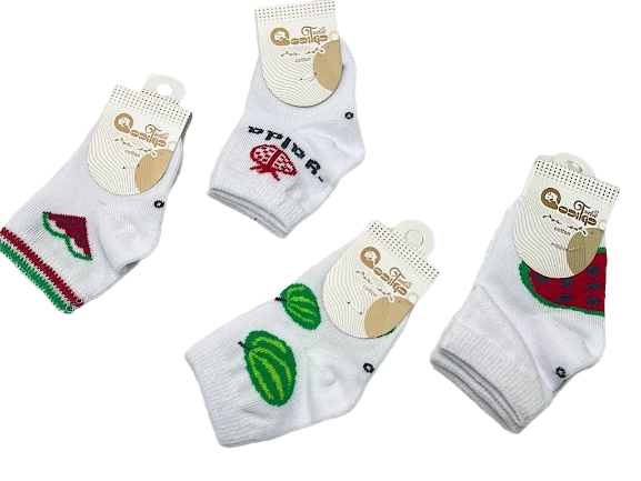 جوراب نیم ساق سفید طرح یلدا 6-0 ماه