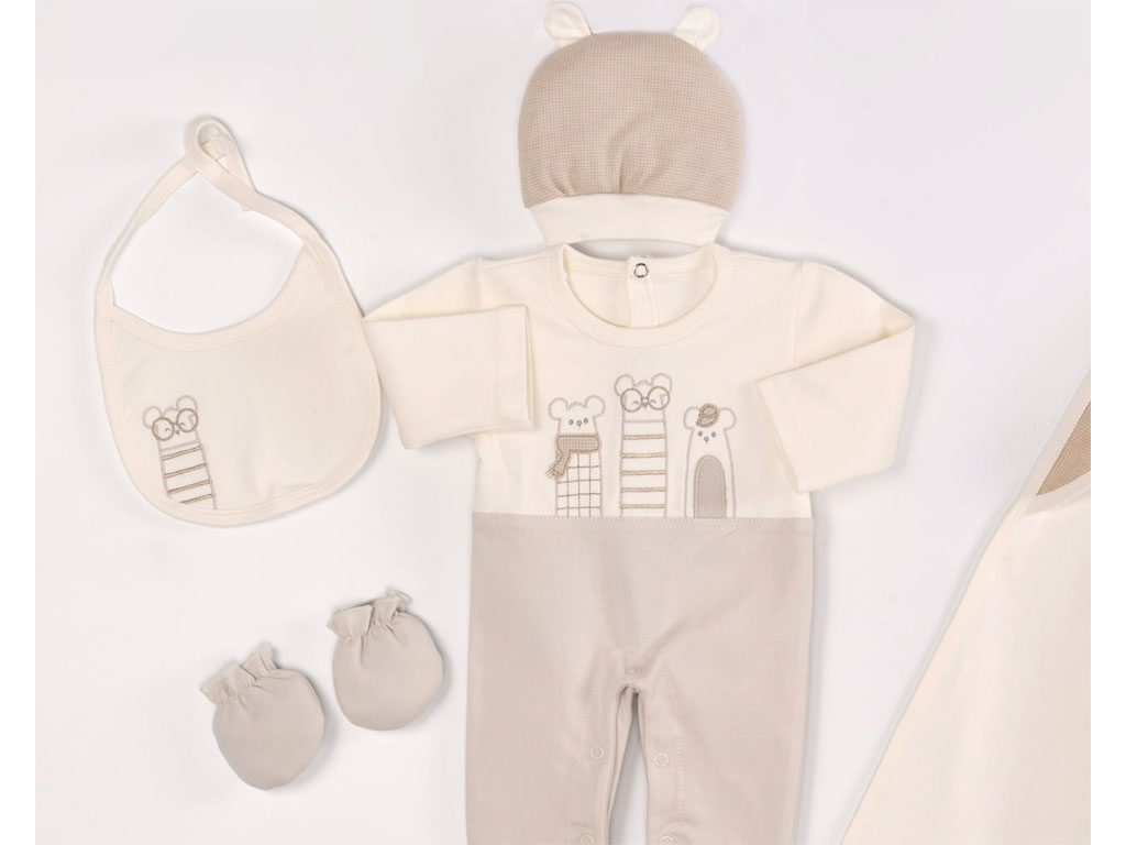 ست 7 تکه بیمارستانی نوزادی دخترانه طرح موش کوچولو پاپو papo