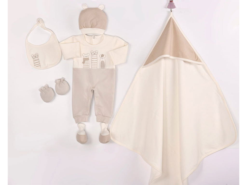 ست 7 تکه بیمارستانی نوزادی دخترانه طرح موش کوچولو پاپو papo