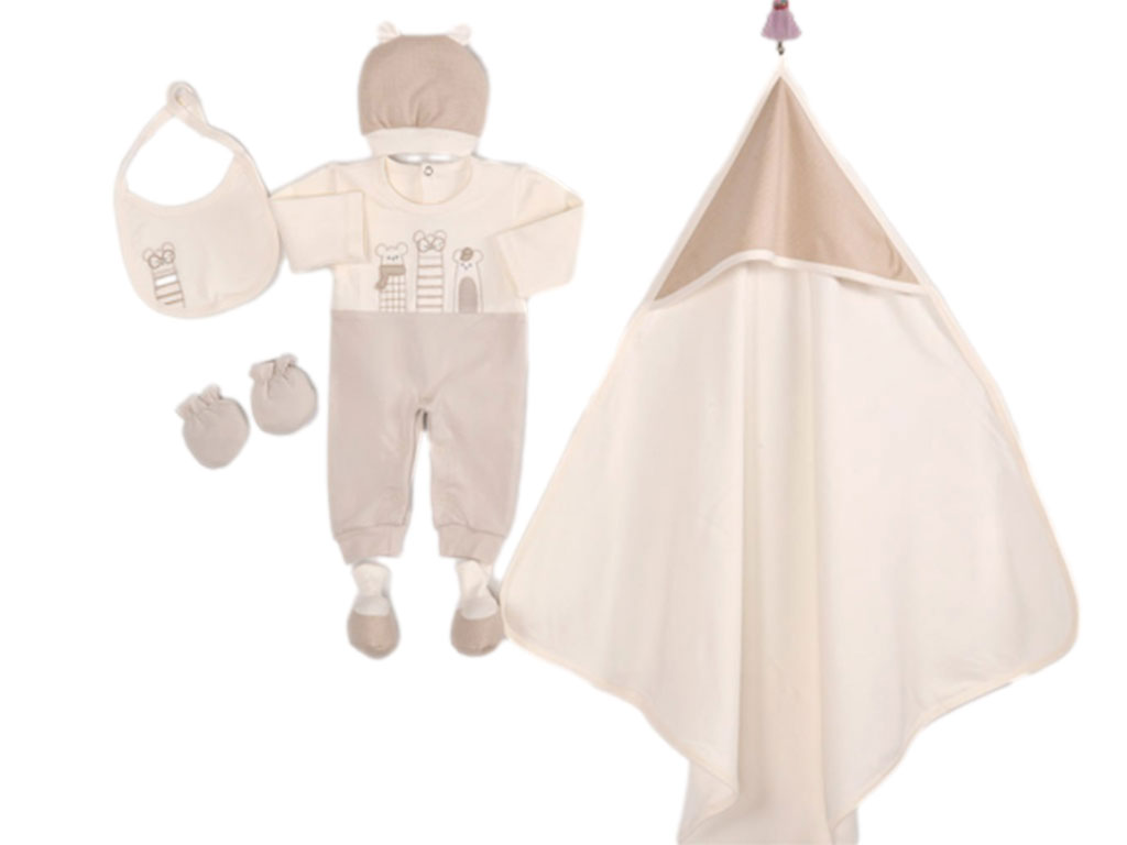 ست 7 تکه بیمارستانی نوزادی دخترانه طرح موش کوچولو پاپو papo