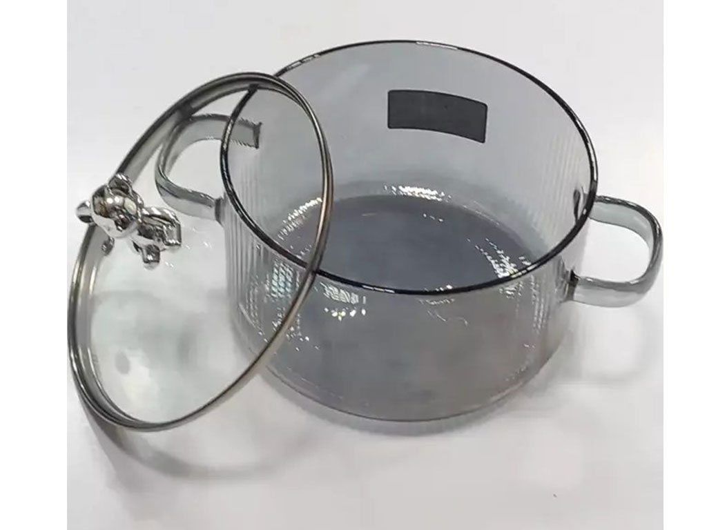 قابلمه پیرکس دسته دار  طرح شیار دار  درب خرسی