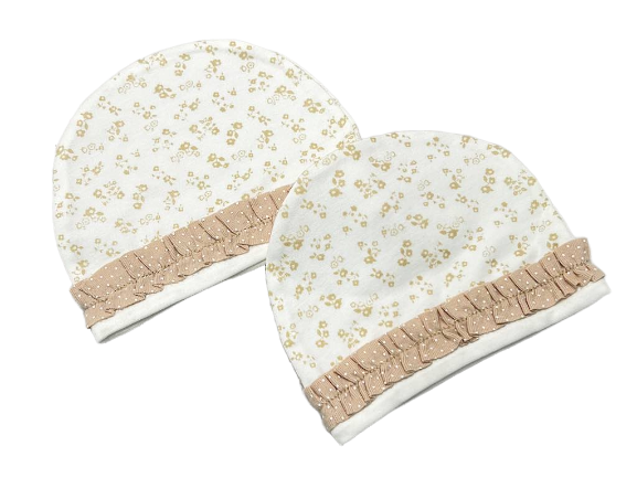 کلاه گرد نوزادی دخترانه رنگ شیری طرح سوئیت پاریز Pariz