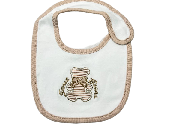 پیشبند نوزادی دخترانه رنگ شیری طرح سوئیت پاریز Pariz