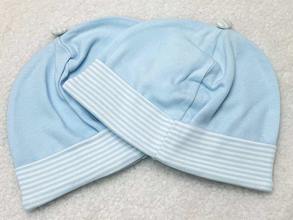 کلاه نوزادی لبه دوبل  آبی رنگ طرح cloudy پاریز Pariz (دور سر 36 سانتی متر)