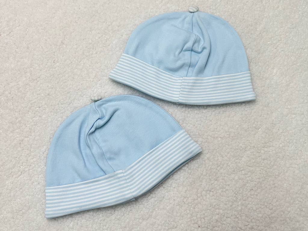 کلاه نوزادی لبه دوبل  آبی رنگ طرح cloudy پاریز Pariz (دور سر 36 سانتی متر)
