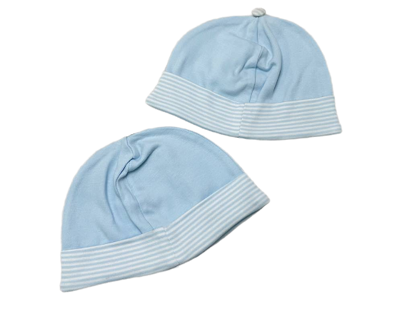 کلاه نوزادی لبه دوبل  آبی رنگ طرح cloudy پاریز Pariz (دور سر 36 سانتی متر)