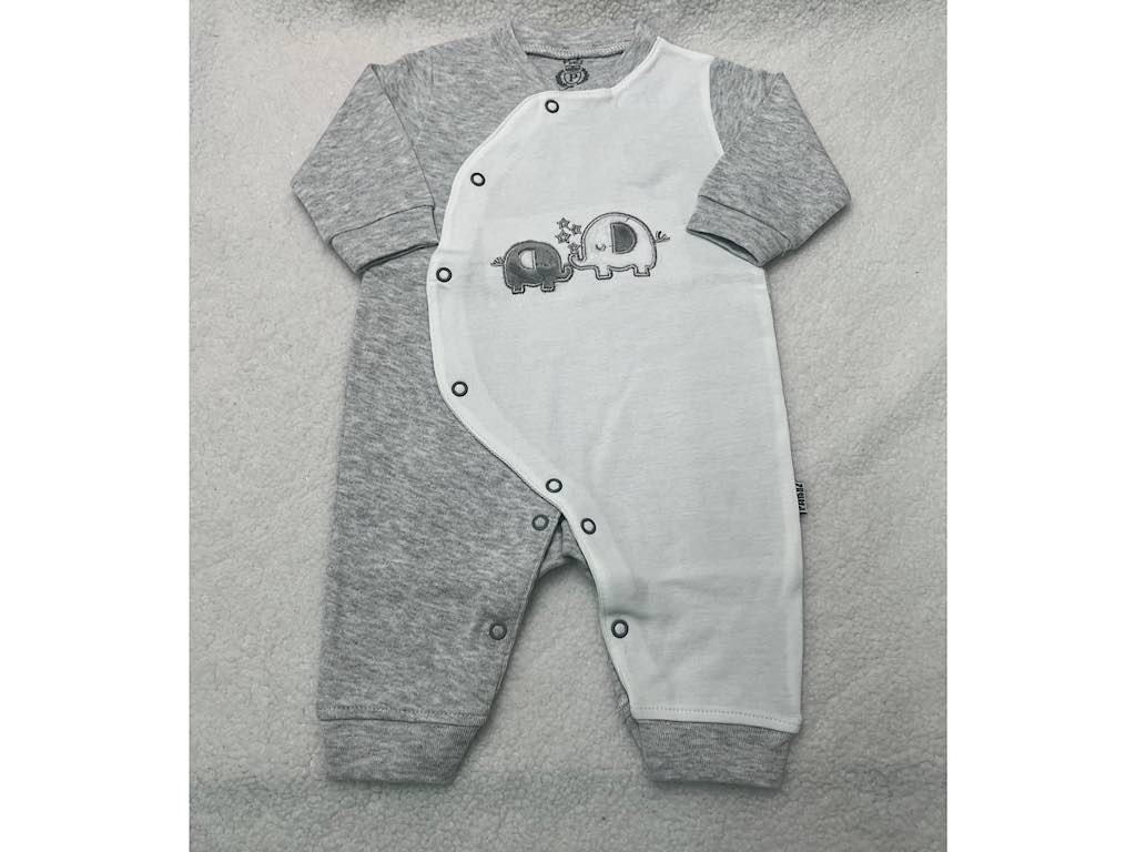 سرهمی نوزادی پسرانه خاکستری رنگ طرح الفنت پاریز Pariz