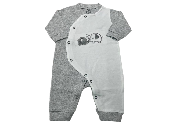 سرهمی نوزادی پسرانه خاکستری رنگ طرح الفنت پاریز Pariz