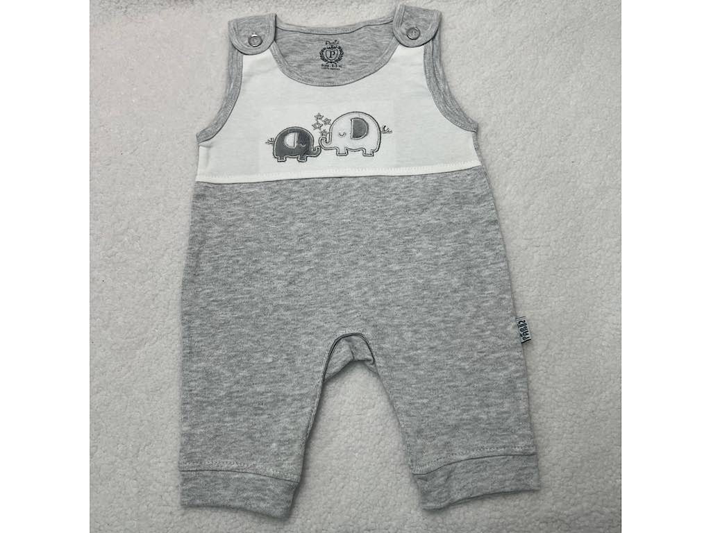 سرهمی رکابی  نوزادی پسرانه خاکستری رنگ طرح الفنت پاریز Pariz