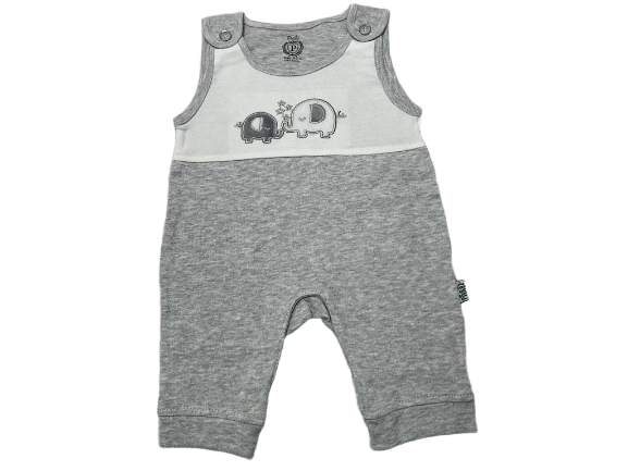 سرهمی رکابی  نوزادی پسرانه خاکستری رنگ طرح الفنت پاریز Pariz