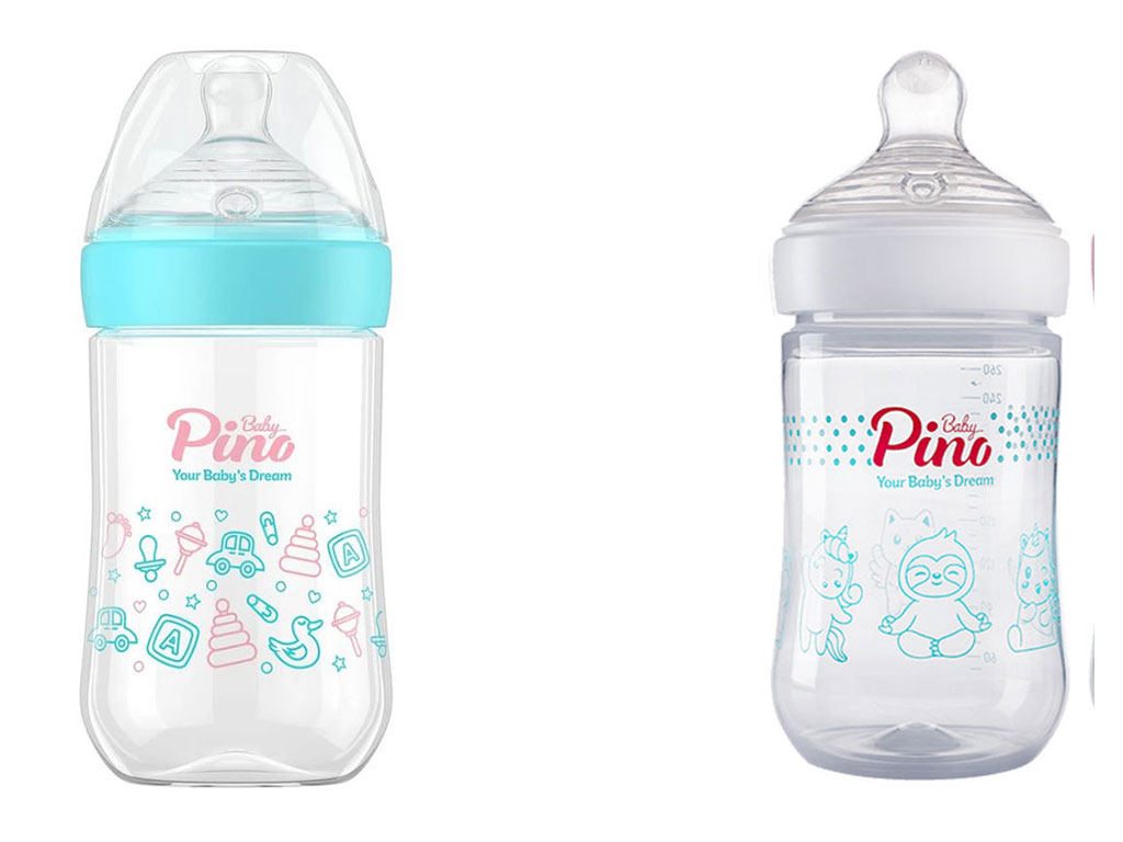 شیشه شیر آنتی کولیک 18-6 ماه natural sense مدل L  لارج حجم 260 میلی لیتر پینو بیبی pino baby