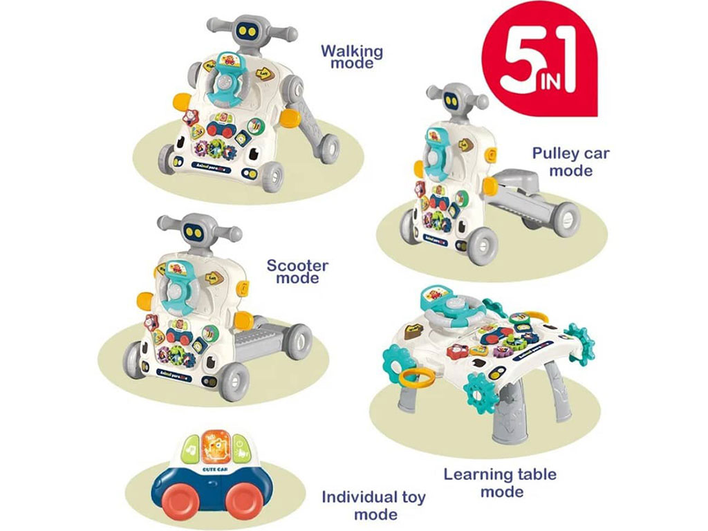 واکر موزیکال و میز بازی کودک 5 کاره اسباب بازی ibi irn