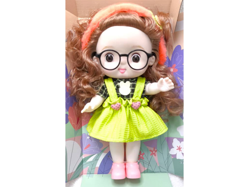 عروسک سیلیکونی موزیکال دخترانه عینک دار اسباب بازی