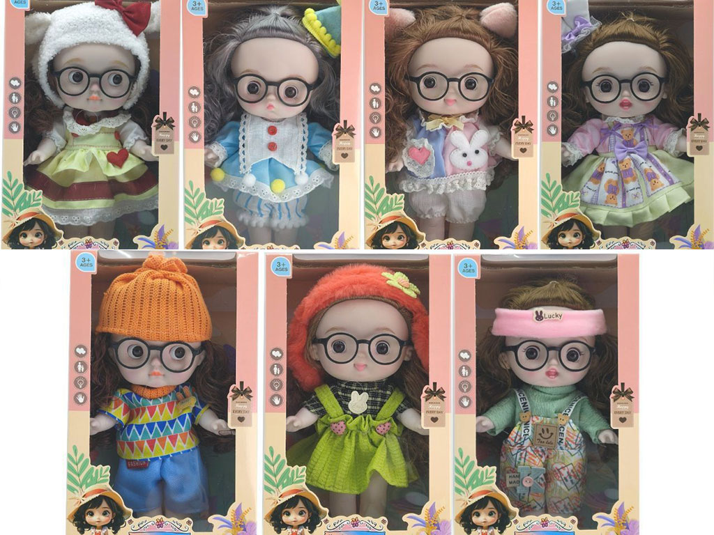 عروسک سیلیکونی موزیکال دخترانه عینک دار اسباب بازی