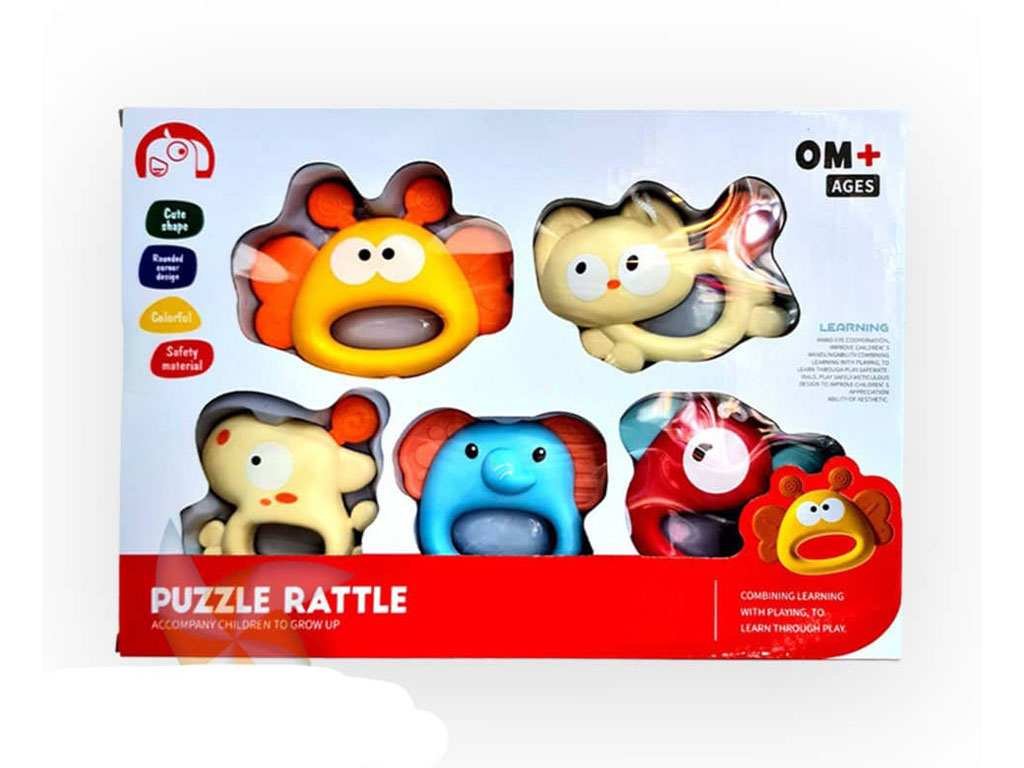 ست جغجغه و دندانگیر نوزادی 5 عددی طرح حیوانات