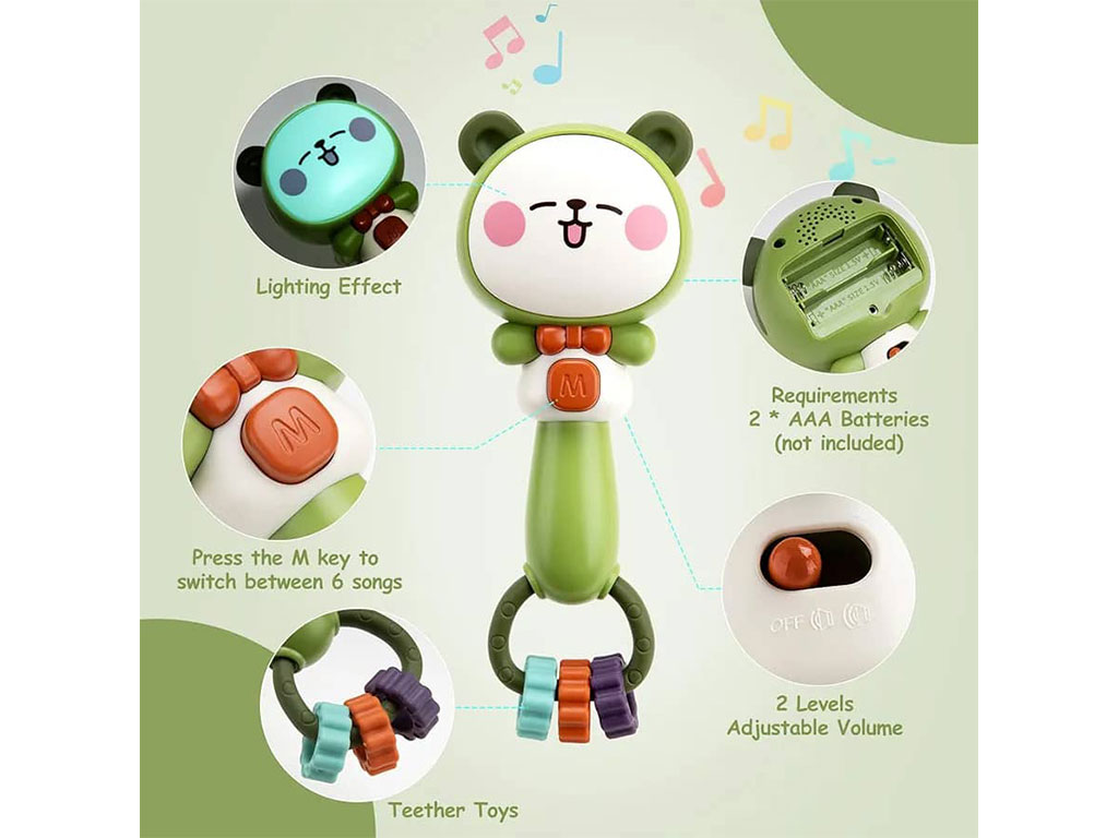 جغجغه دندانگیر نوزادی موزیکال طرح گربه