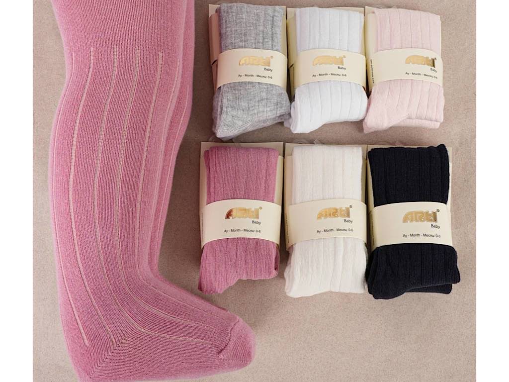 جوراب شلواری  نوزادی دخترانه 6-12  ماه طرح راه راه arti