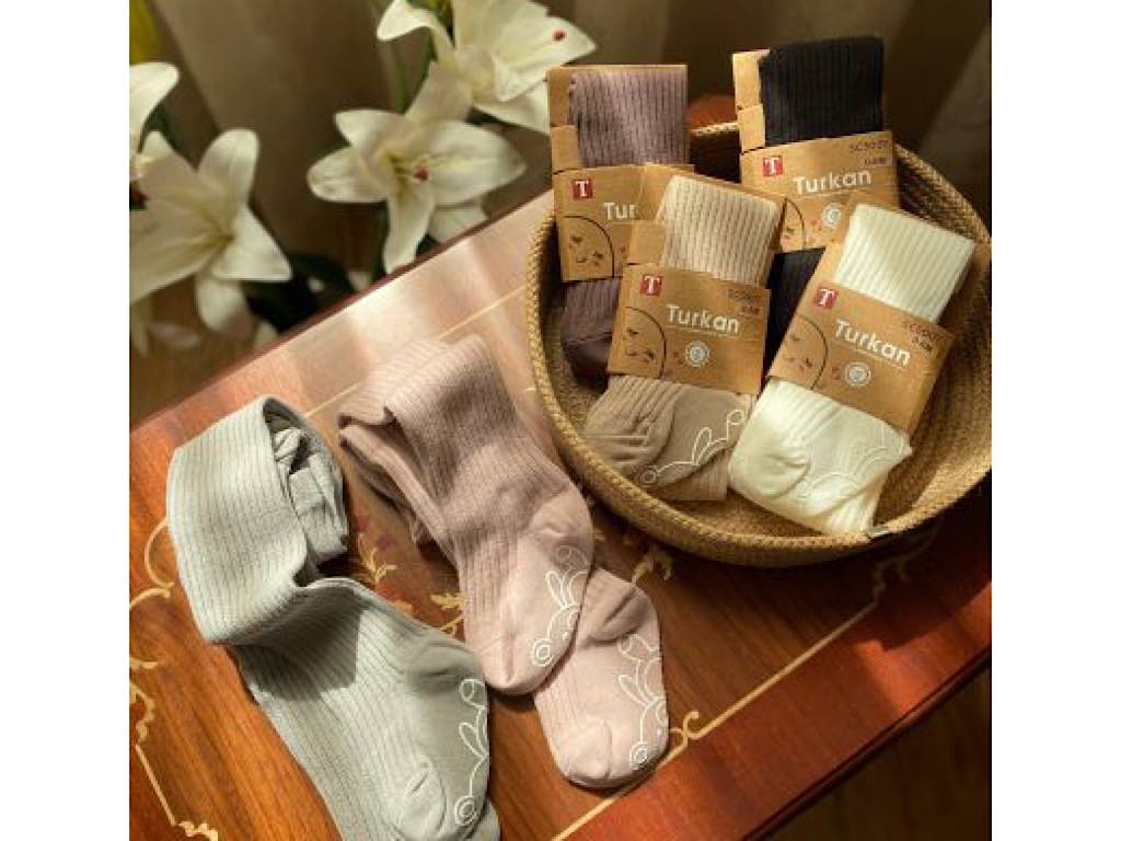 جوراب شلواری استپ دار نوزادی دخترانه12-6ماه طرح کبریتی turkan