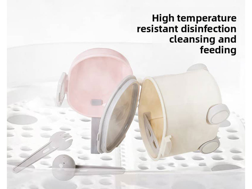 ظرف و انبار ذخیره شیر خشک نوزادی چرخ دار با پیمانه و چنگال