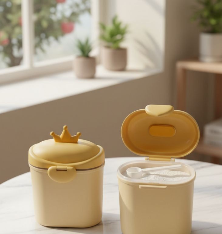 ظرف انبار غذا و شیر خشک پیمانه دار طرح تاج قلب سایز بزرگ