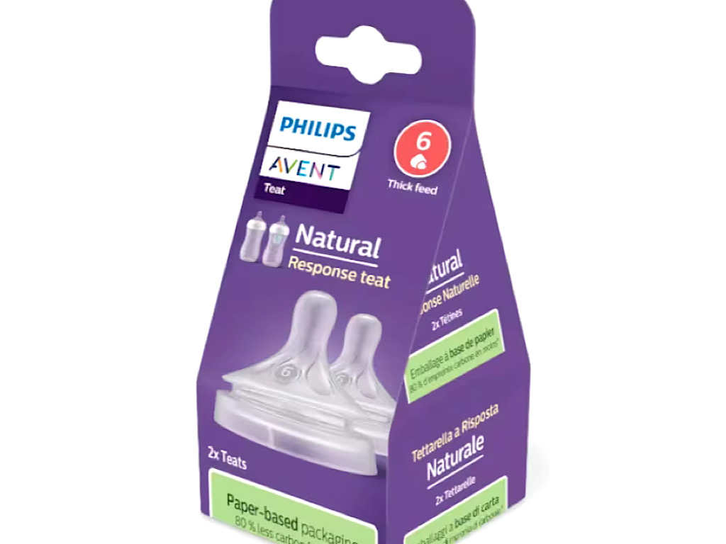 سر شیشه شیر نوزادی دو عددی بالای 6 ماه جریان غلیظ مدل natural response اونت Avent (بسته بندی جدید)