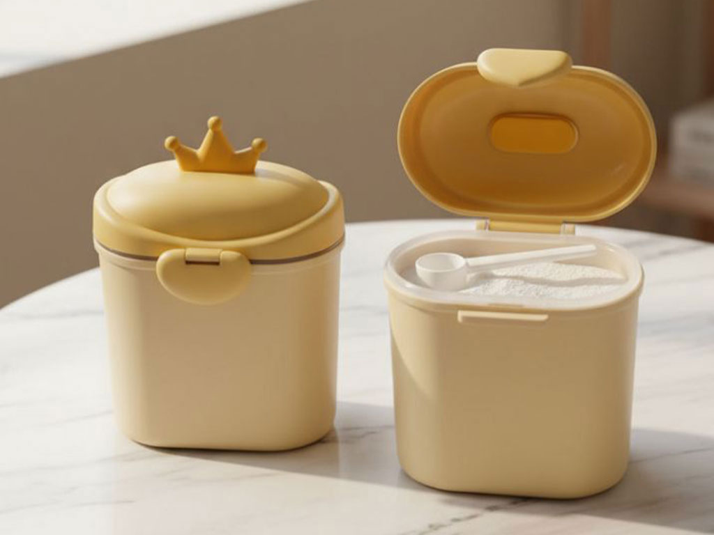 ظرف انبار غذا و شیر خشک پیمانه دار طرح تاج قلب سایز بزرگ