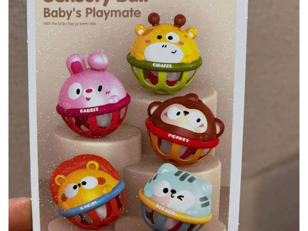 توپ جغجغه ای حسی طرح حیوانات