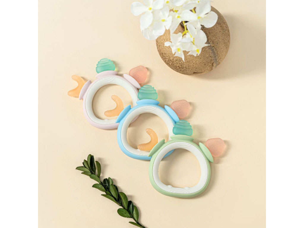 دندانگیر سیلیکونی نوزادی قابدار طرح سه میوه