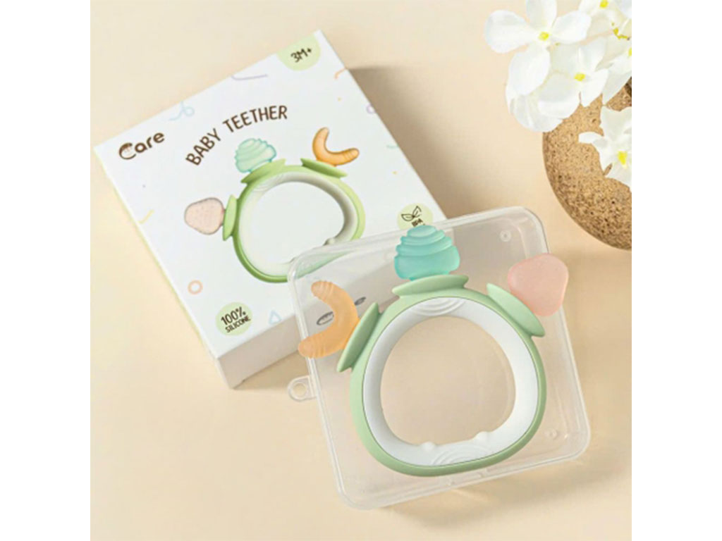 دندانگیر سیلیکونی نوزادی قابدار طرح سه میوه