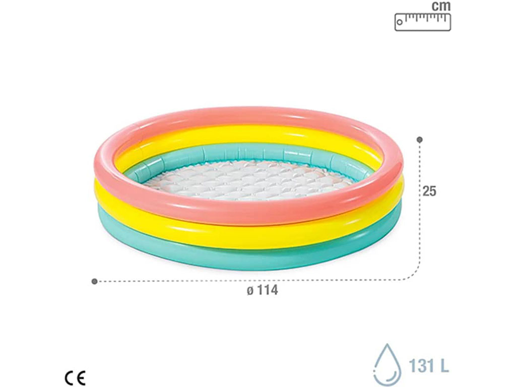 استخر بادی کودک سه رنگ اینتکس intex در اندازه 25*114 سانتی متر