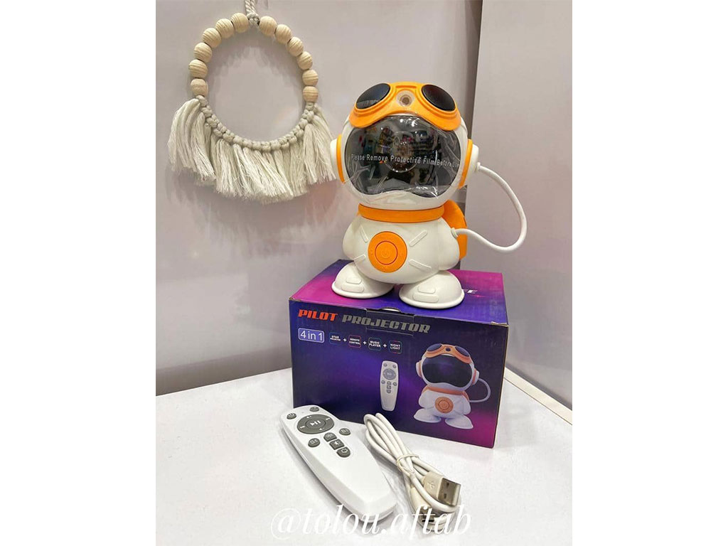 چراغ خواب پروژکتوری اسپیکر دار کهکشانی فضانورد ایستاده (سایز متوسط)