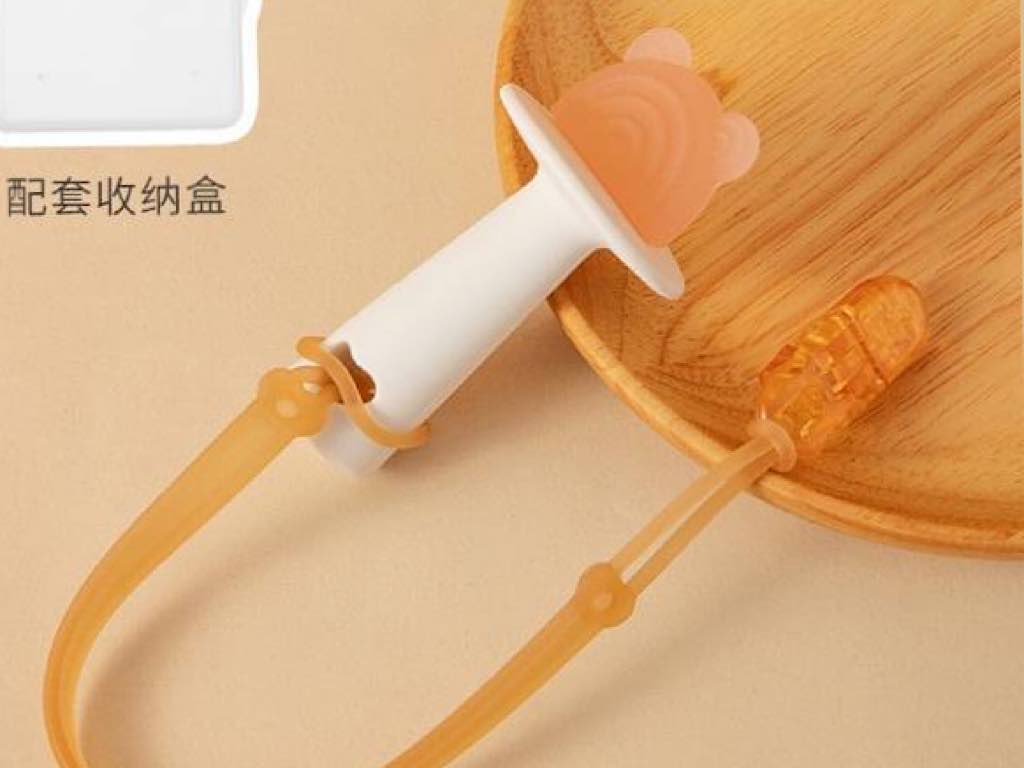 دندانگیر سیلیکونی دو عددی نوزادی قابدار به همراه بند پستانک  طرح تدی