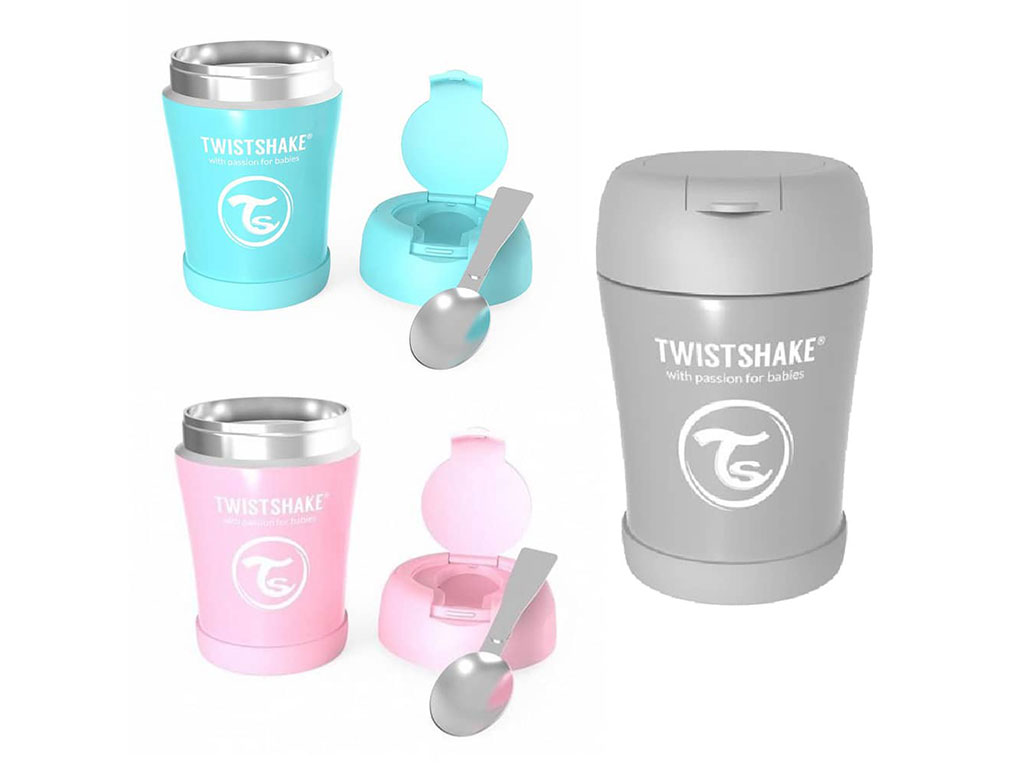فلاسک و ظرف غذا استیل حجم 350 میلی لیتر با قاشق تاشو TWISTSHAKE