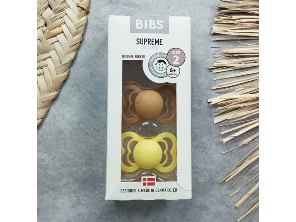 پستانک بادومی دو عددی نوزادی سایز 2 بالای 6 ماه BIBS مدل SUPREME