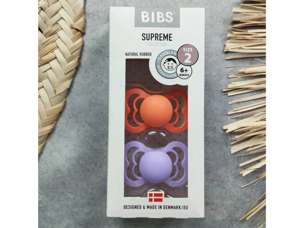 پستانک بادومی دو عددی نوزادی سایز 2 بالای 6 ماه BIBS مدل SUPREME