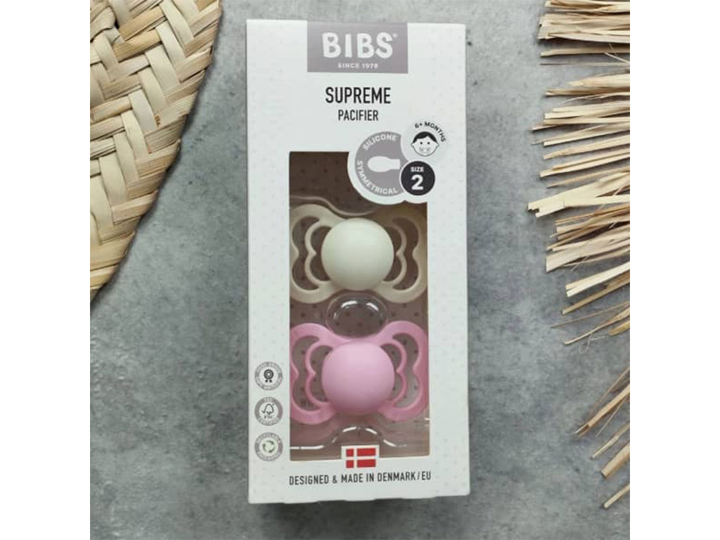 پستانک بادومی دو عددی نوزادی سایز 2 بالای 6 ماه BIBS مدل SUPREME