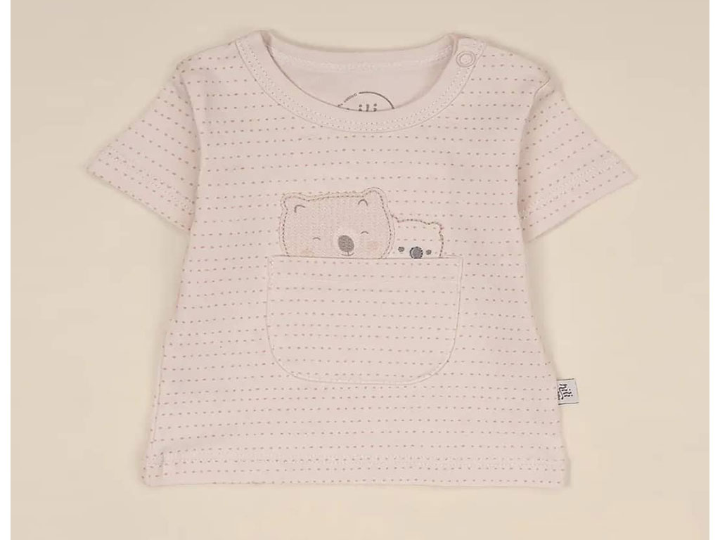 بلوز یقه گرد آستین کوتاه نوزادی طرح کانگورو نیلی nili