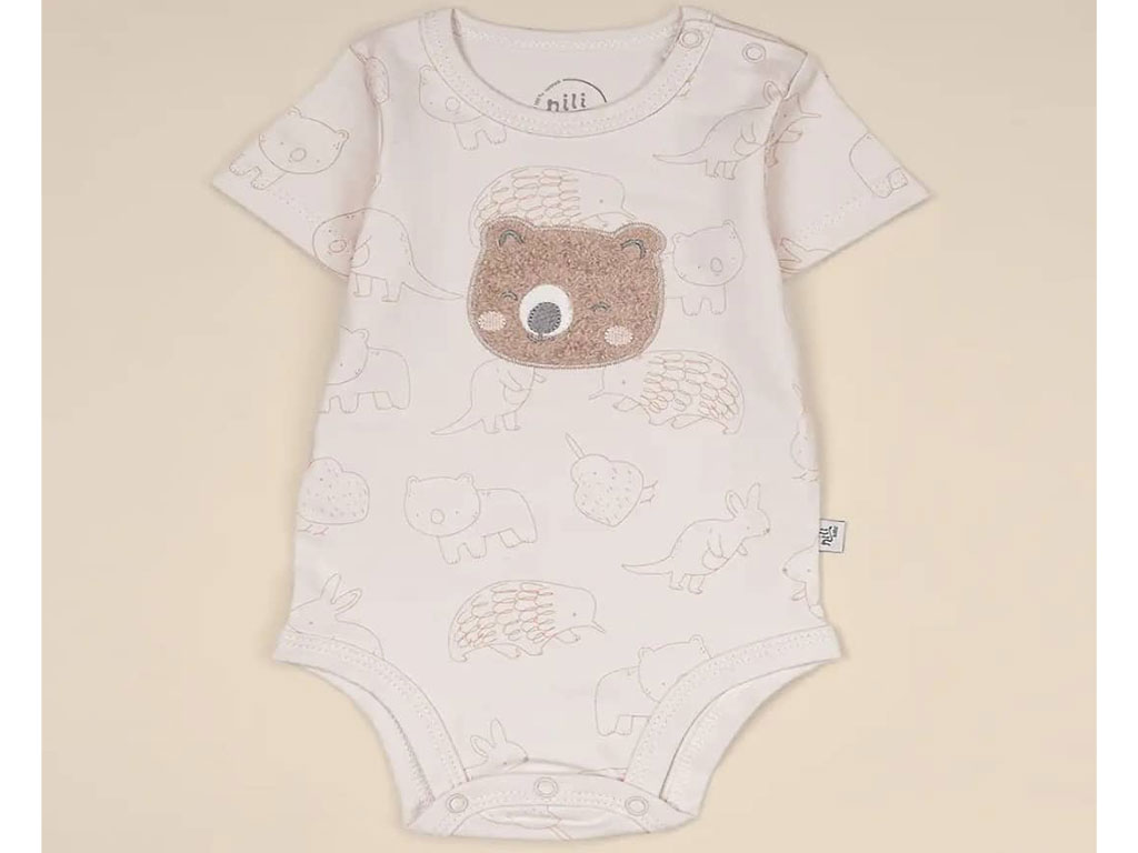 بادی آستین کوتاه نوزادی طرح کانگورو و دوستان نیلی nili