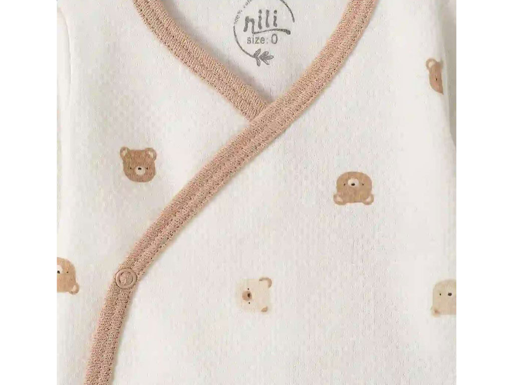 بلوز مانتویی نوزادی طرح خرس کارامل نیلی nili