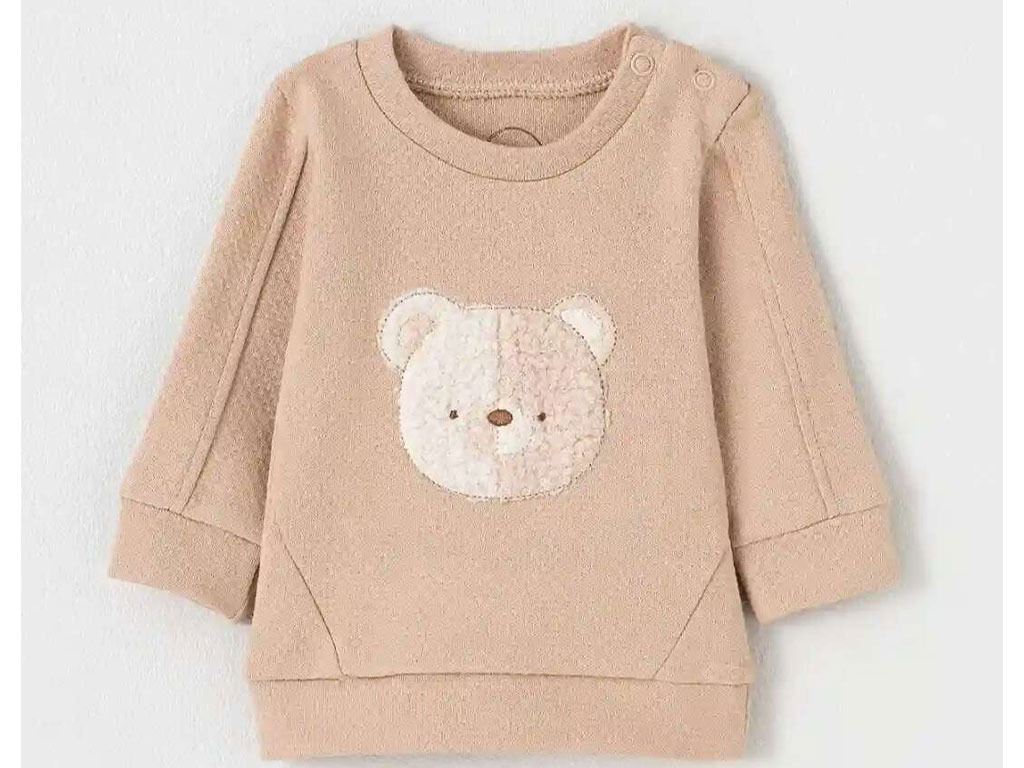بلوز آستین بلند نوزادی طرح خرس کارامل نیلی nili