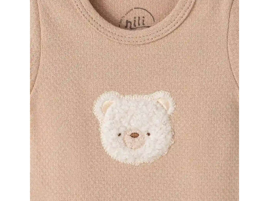 بادی آستین کوتاه نوزادی طرح خرس کارامل نیلی nili