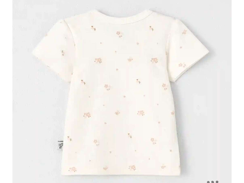 بلوز یقه گرد آستین کوتاه نوزادی طرح رافائلا نیلی nili