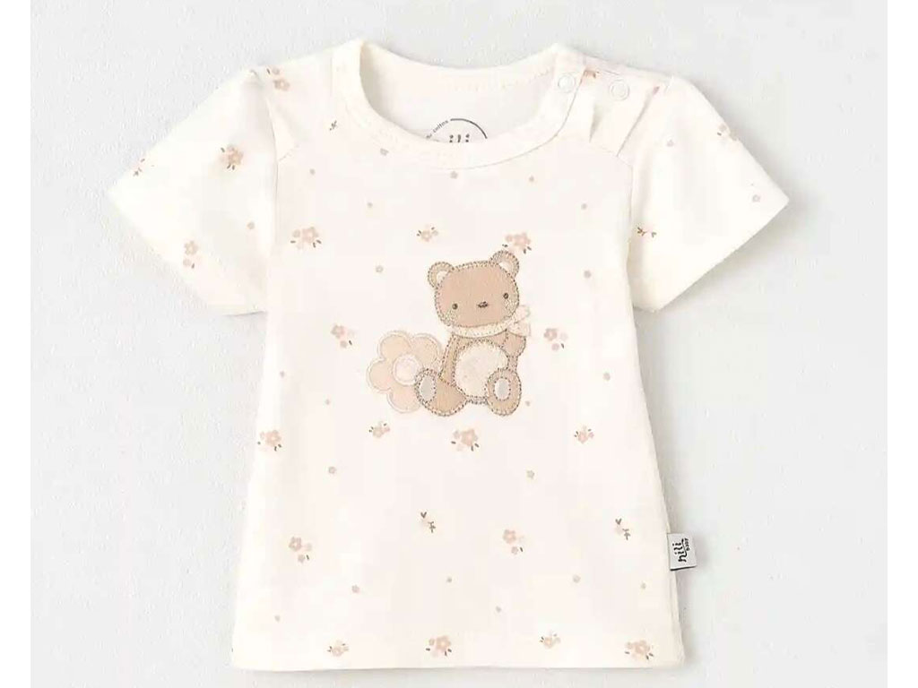 بلوز یقه گرد آستین کوتاه نوزادی طرح رافائلا نیلی nili