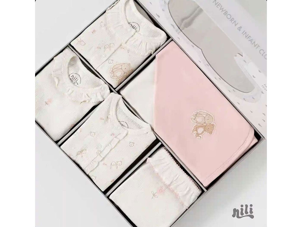 ست بیمارستانی 13 تکه نوزادی دخترانه طرح خرس و خرگوش نیلی NILI