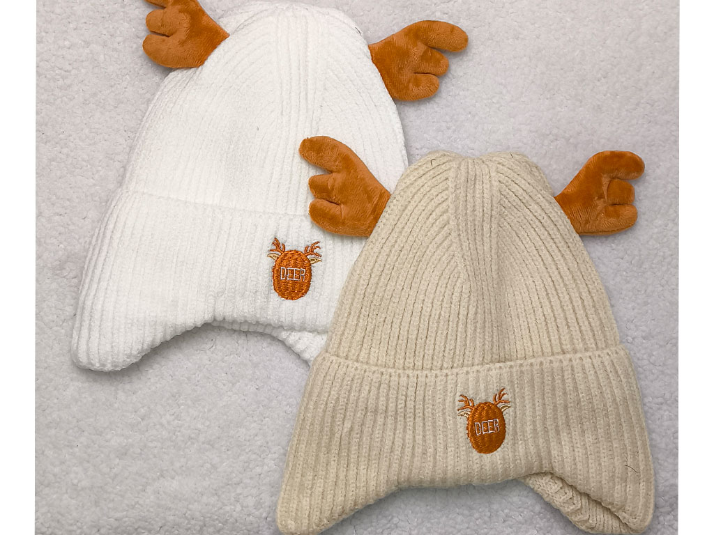 کلاه بافت لبه دوبل داخل آستر دار شاخ گوزنی